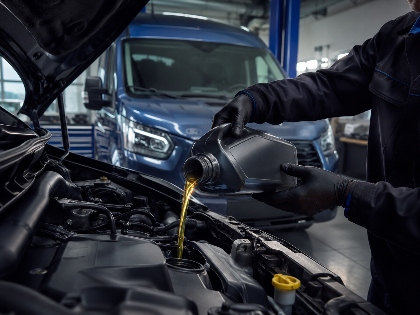 Замена моторного масла при обслуживании Ford Transit