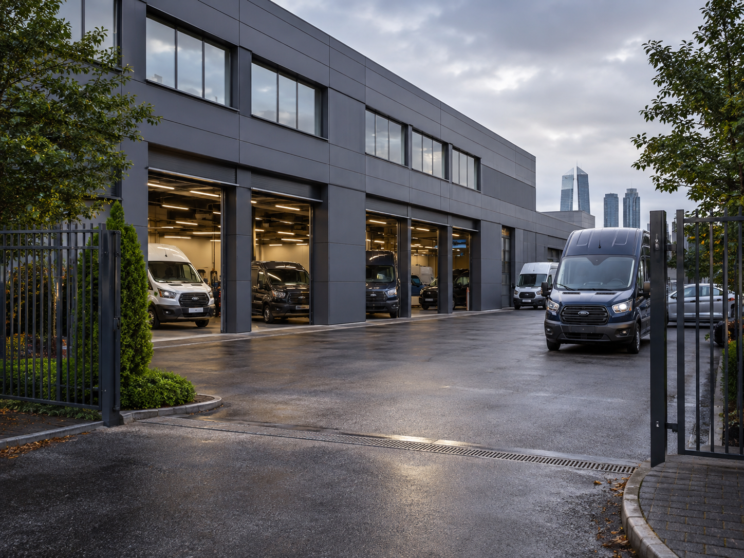 Автомобили Ford Transit на территории сервисного центра